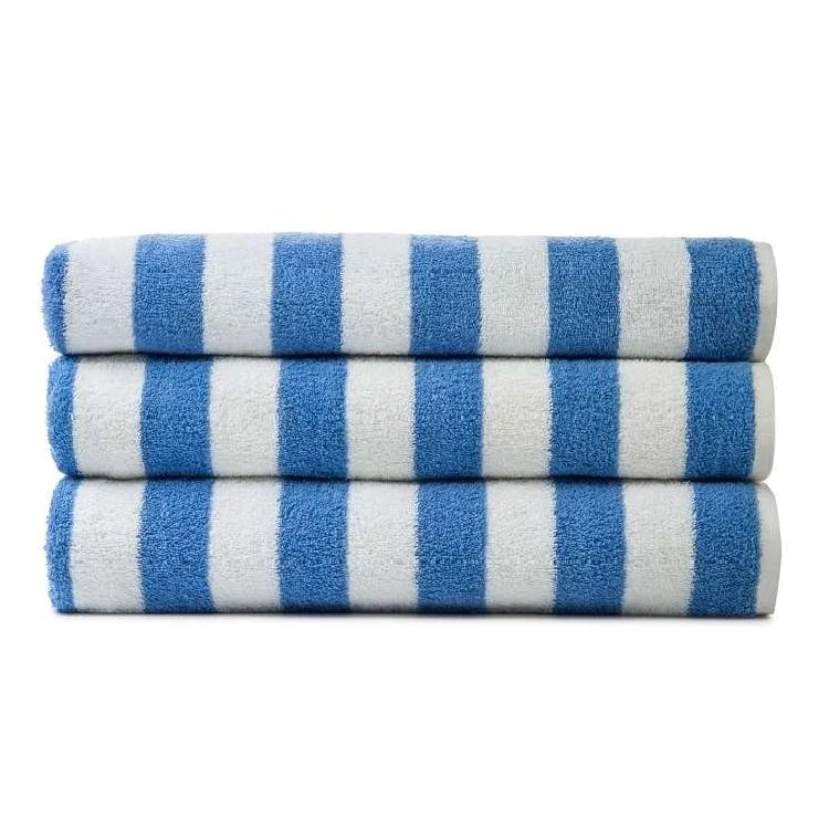 Jewel Cabana Stripe Pool Towels - 35x70 Blue, custom towel with logo imprint 1