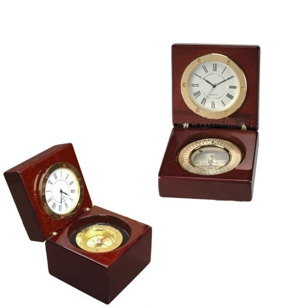 Piano Wood Desk Clock, Compass 1