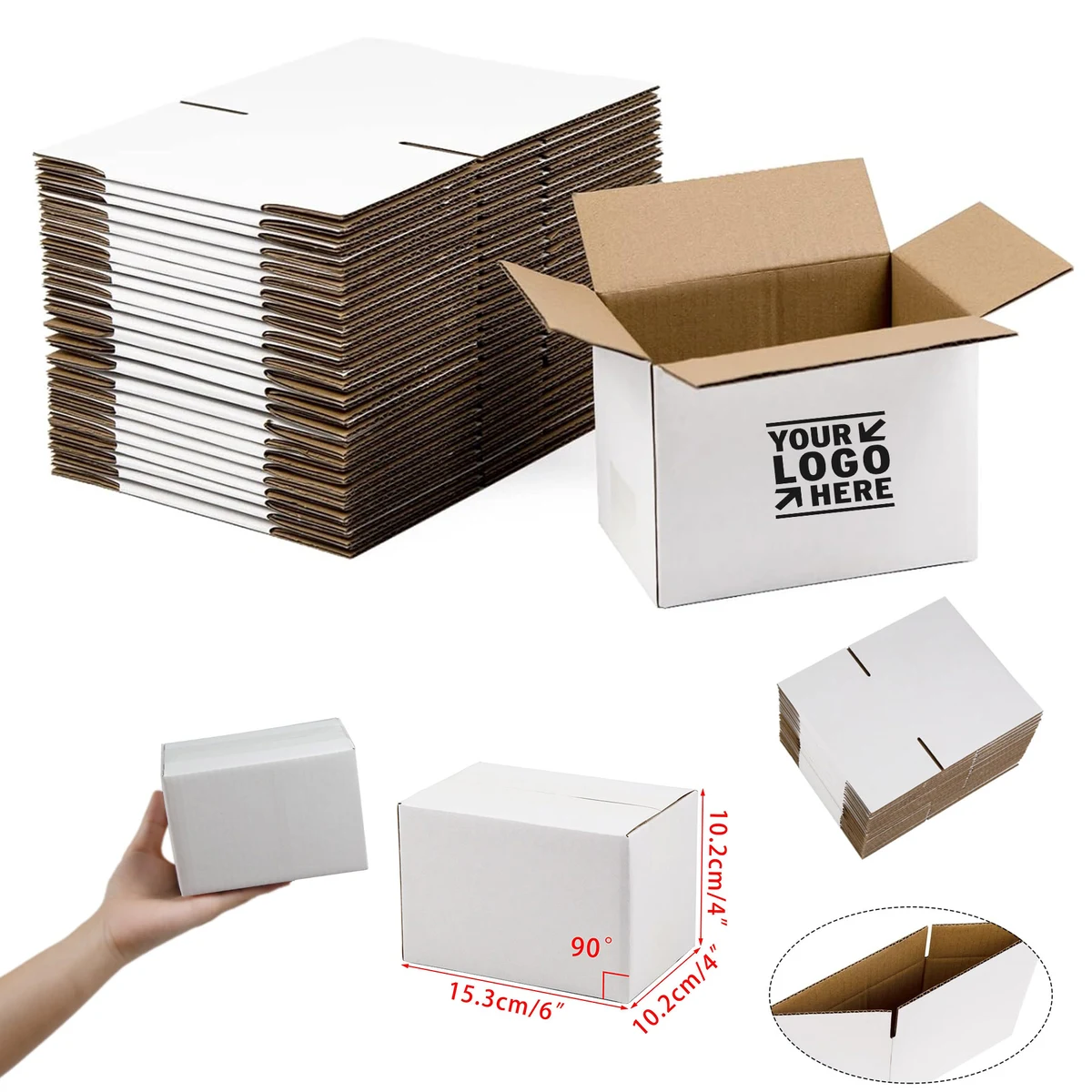 Recyclable 6x4x4 Inches Small White Corrugated Cardboard Bussiness Shipping Box 1