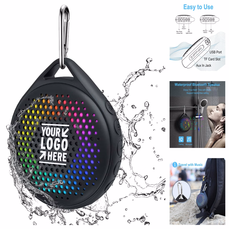 Hi-Fi Sound Built-in Mic RGB Light Portable Bluetooth Shower IP67 Waterproof Wireless Speaker