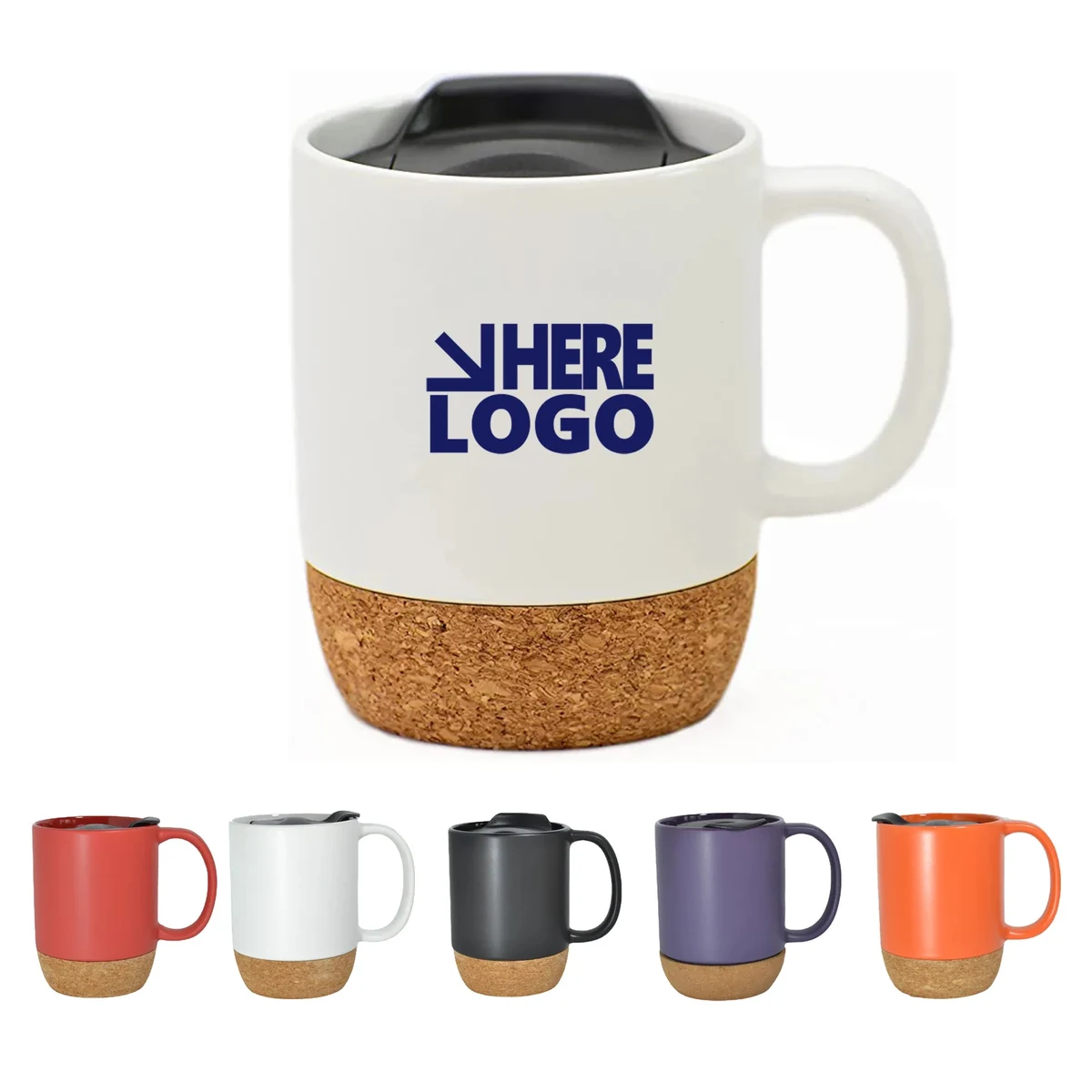 Cork Base Ceramic Mug With Lid MOQ 50pcs 1