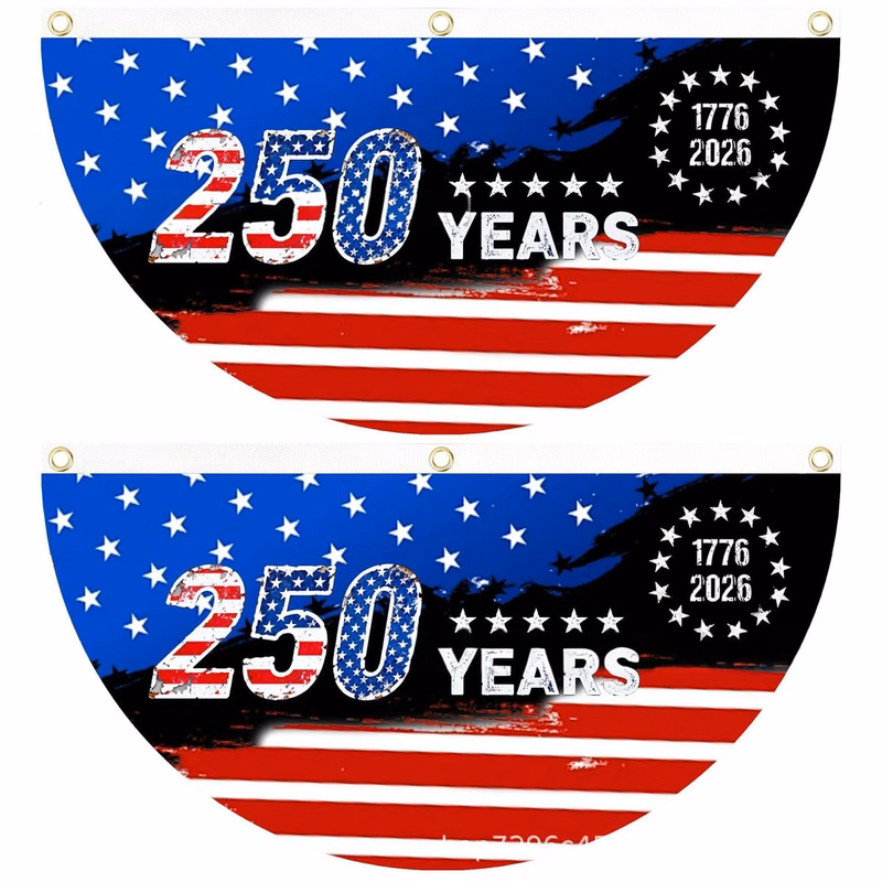 USA 250th Anniversary Fan-Shaped Semi-Circular Flag