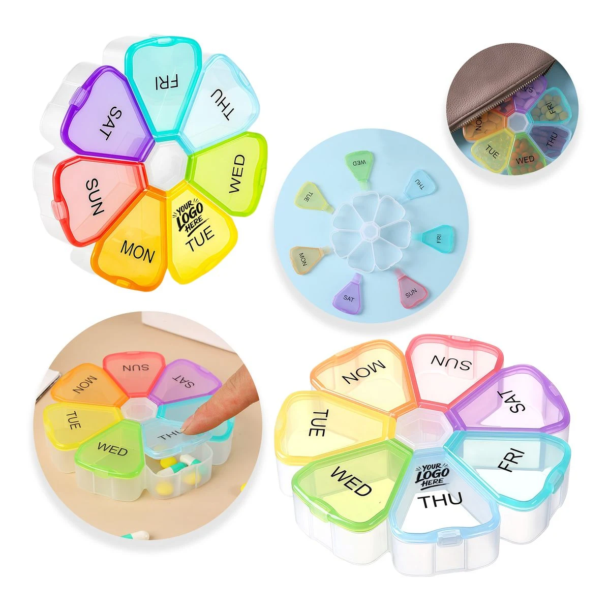 Compact Flower Pill Box Weekly Travel Organizer 1
