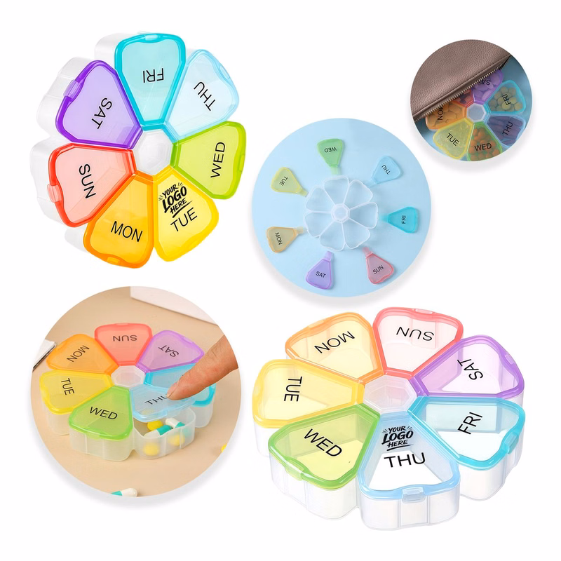 Compact Flower Pill Box Weekly Travel Organizer