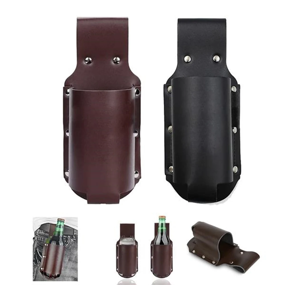 Classic Beer Holster Leather Pu Belt Brown Black 1