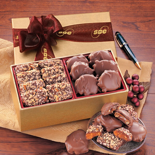 Toffee & Pecan Clusters in Gold Gift Box