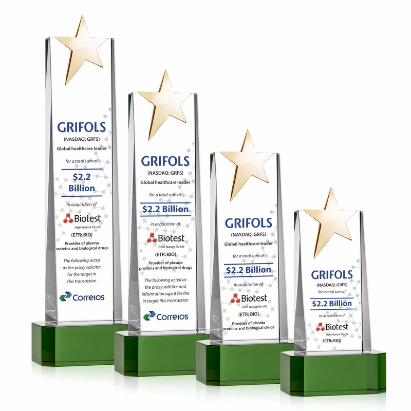 Fanshaw Gold Star VividPrint™ Award on Base - Green