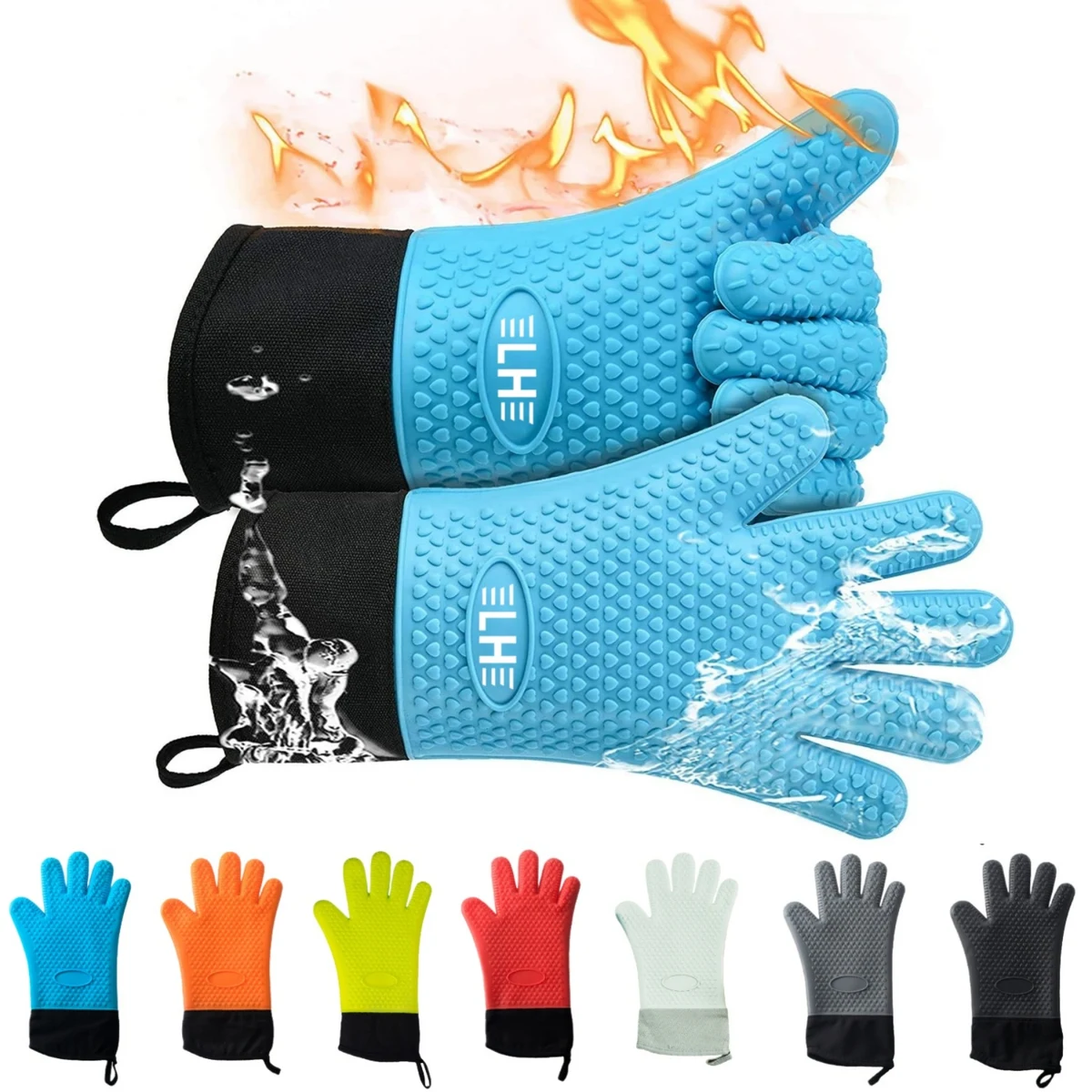 Heat Resistant Silicone Grilling Oven Gloves 1