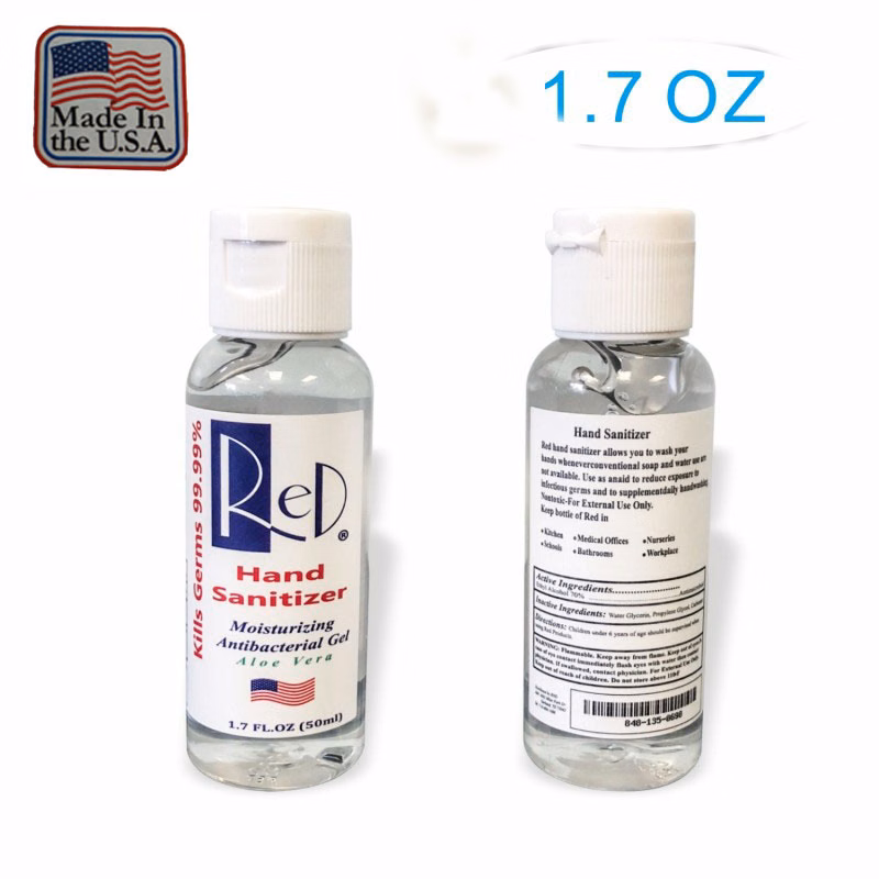 1.7 Oz Antibacterial Hand Sanitizer Made in USA, 70% Alcohol.
