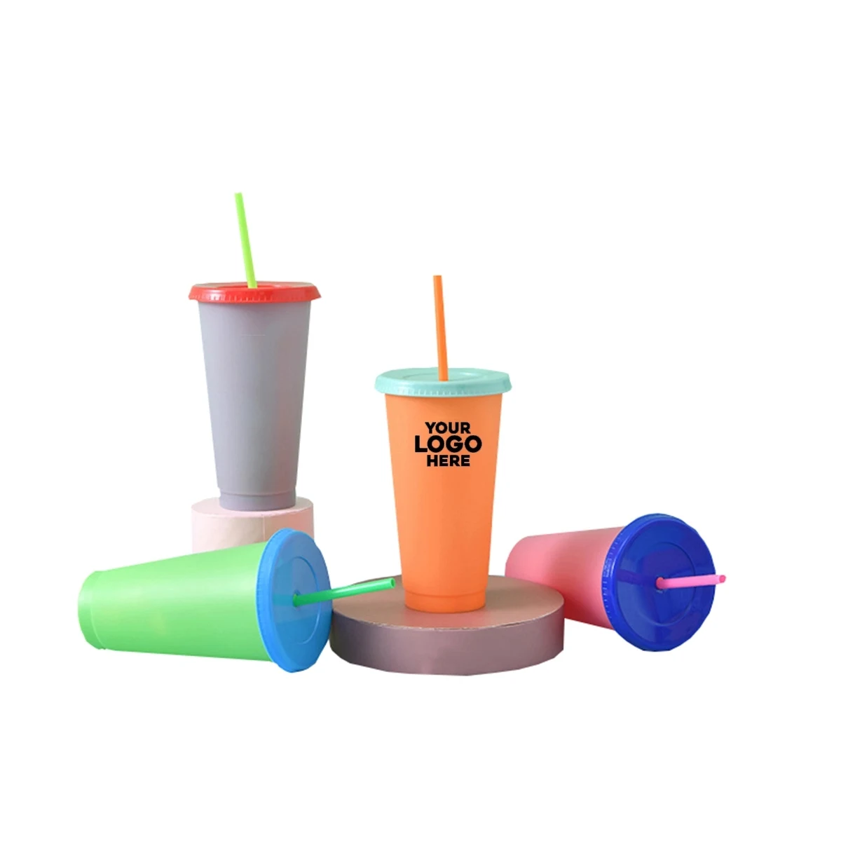 24 oz. Color Changing Cup w/ Lid & Straw 1