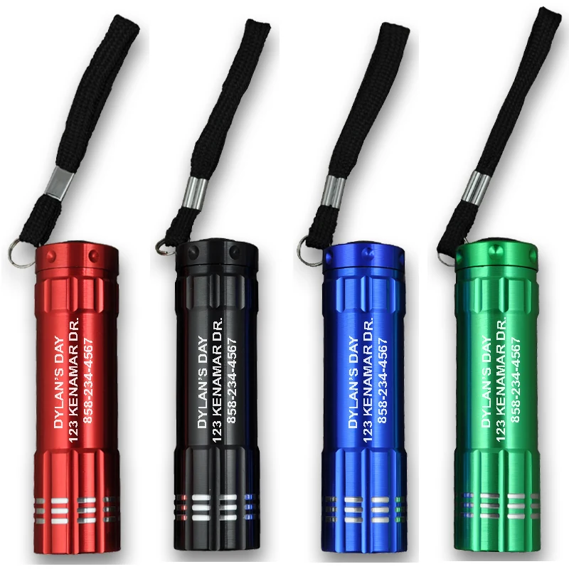9 LED Aluminum Flashlight with Wrist Strap 1