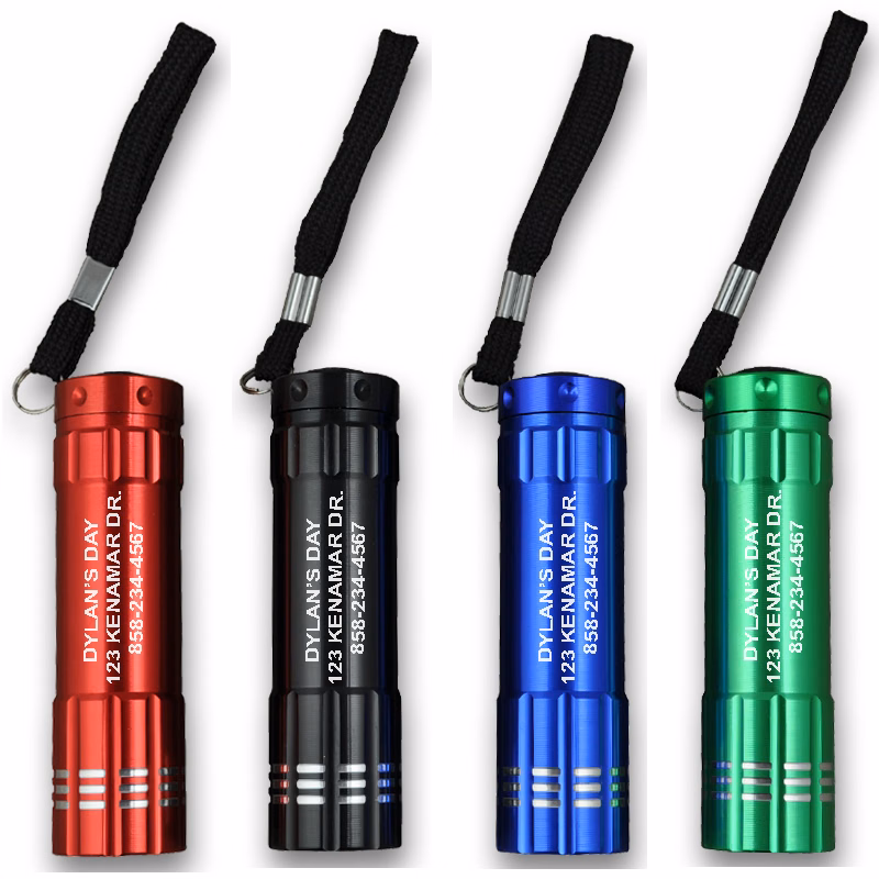 9 LED Aluminum Flashlight with Wrist Strap