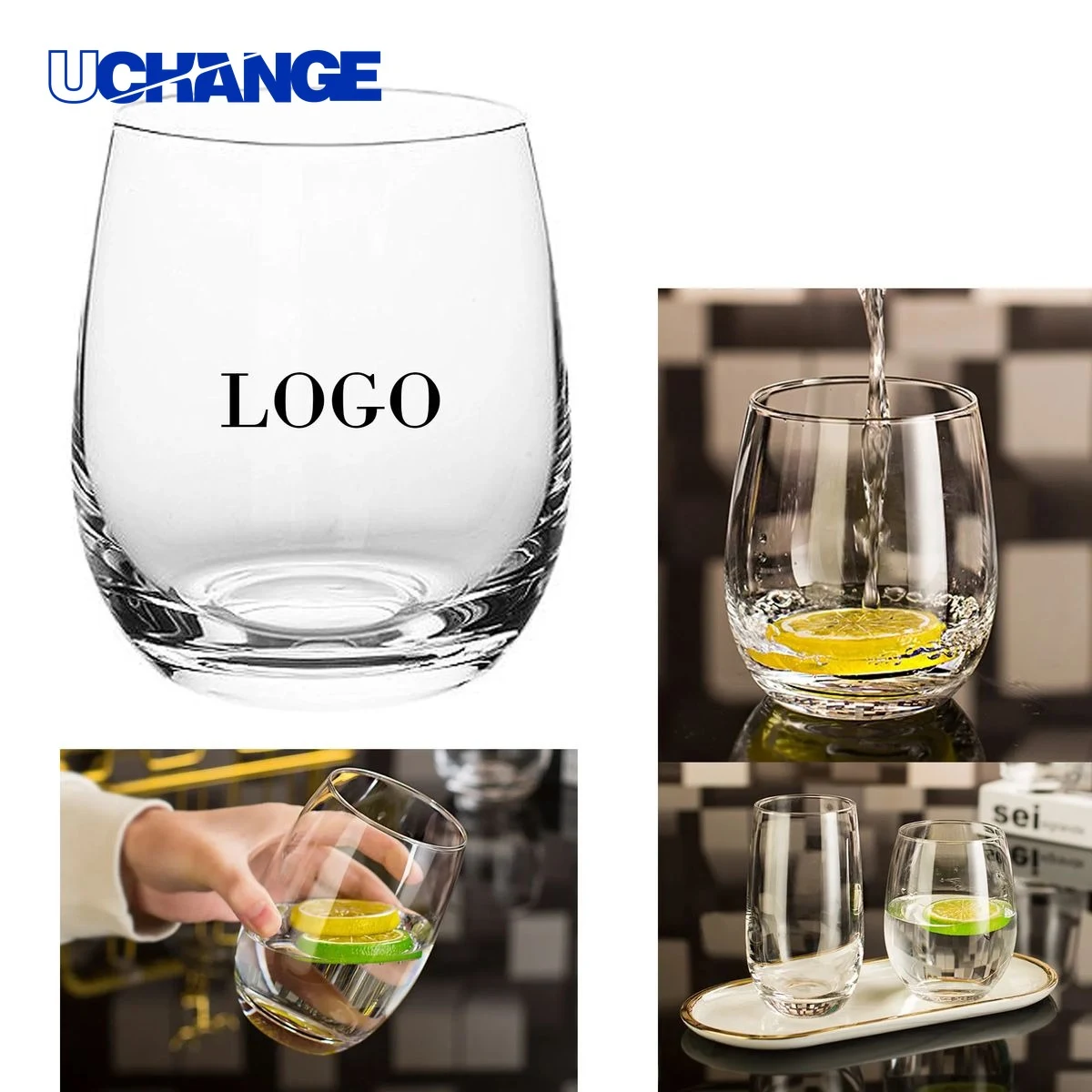 Eggshell Type Stemless Wine Glass Container 1