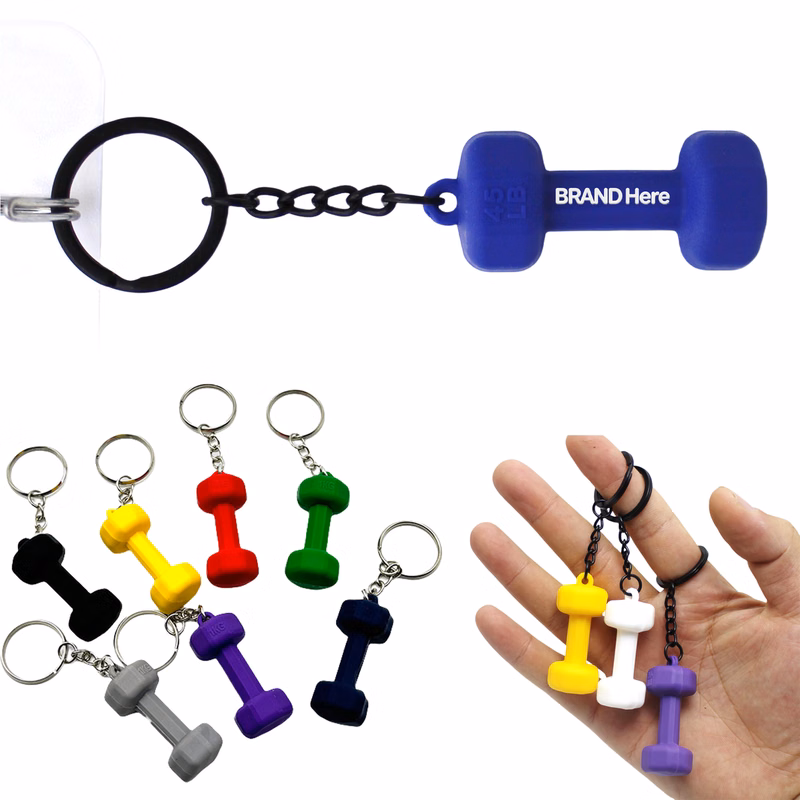 Mini PVC Dumbbell Keychain