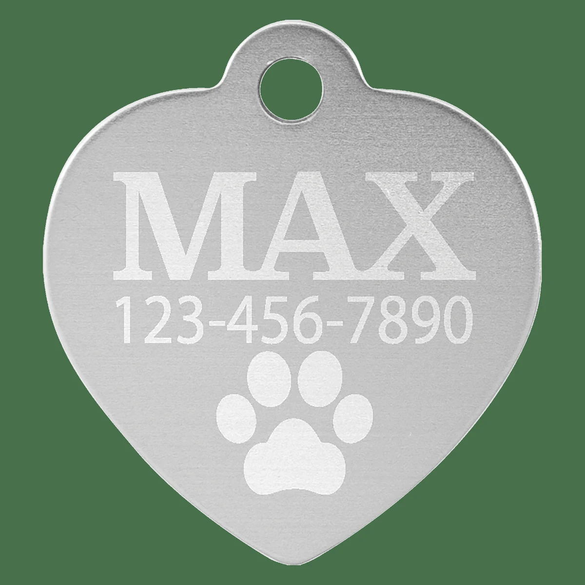 1" x 1" Silver Anodized Aluminum Heart Pet Tag 1
