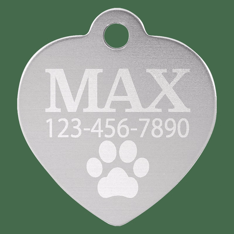 1" x 1" Silver Anodized Aluminum Heart Pet Tag