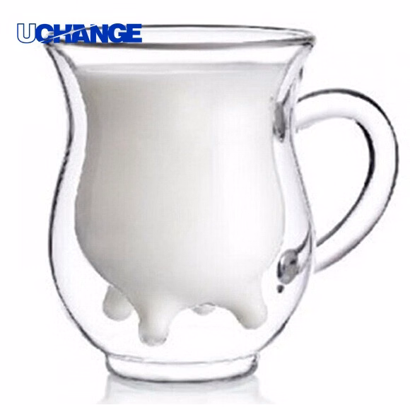Double Wall Milk Cup with Handle Drinkware for Home Breakfast & Office Use
