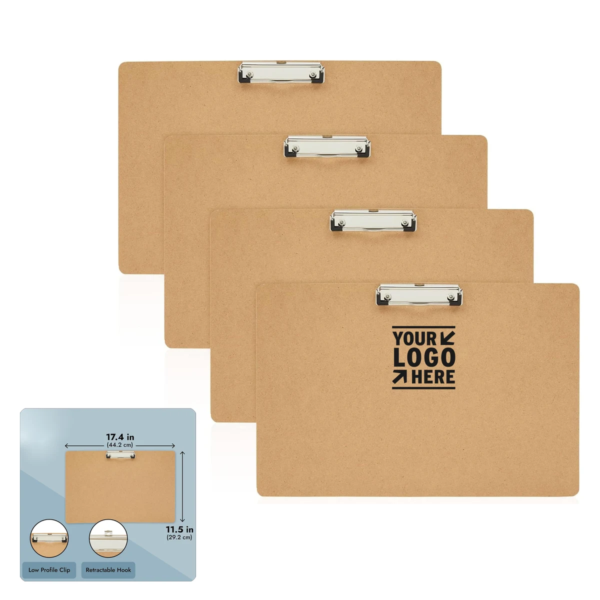 Extra Large 11" x 17" Clipboard Horizontal Wooden Lap Board Low Profile Clip 1