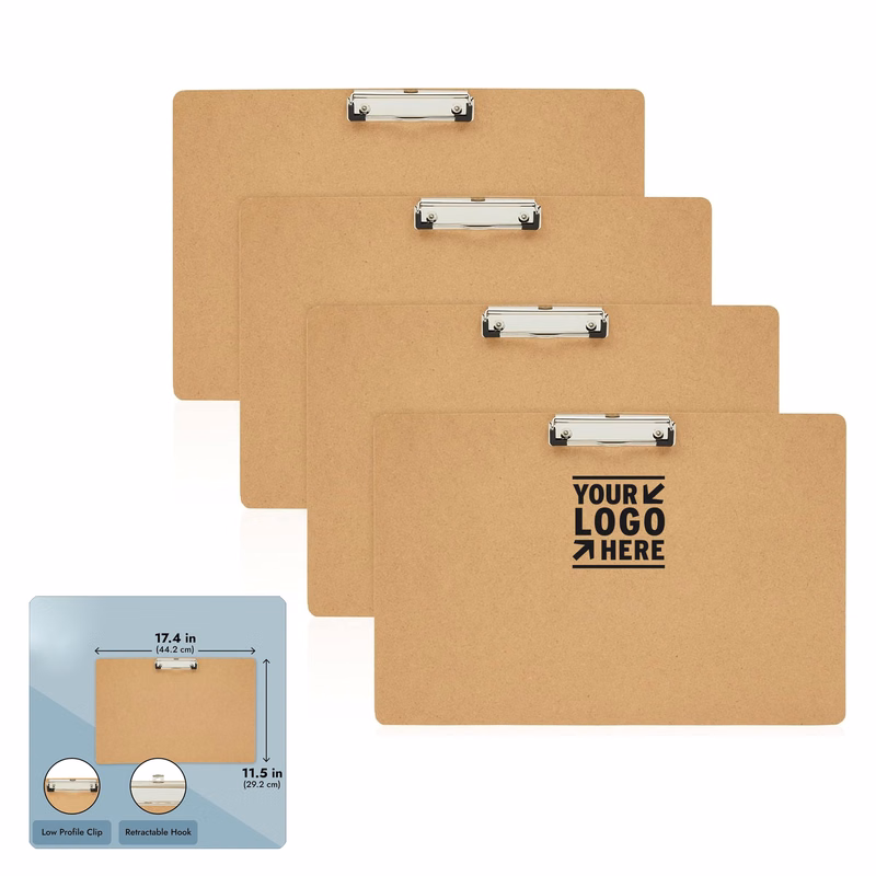 Extra Large 11" x 17" Clipboard Horizontal Wooden Lap Board Low Profile Clip