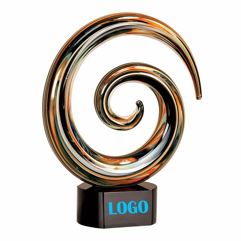 9 1/4" Swirl Art Black Glass