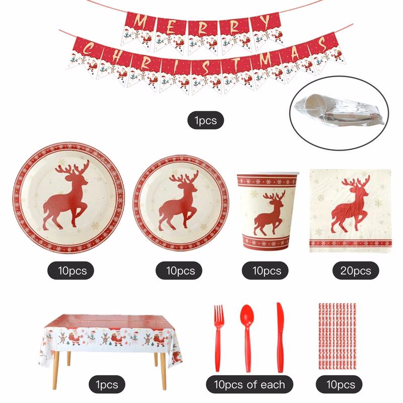 Christmas Disposable Dinnerware Party Kit