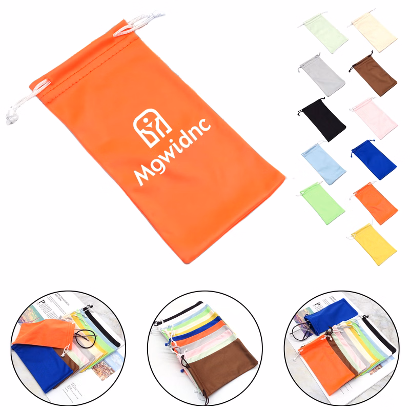 Ultra Fine Fiber Eyeglass Pouch Drawstring Bag Flannel Glasses Case Portable Reusable