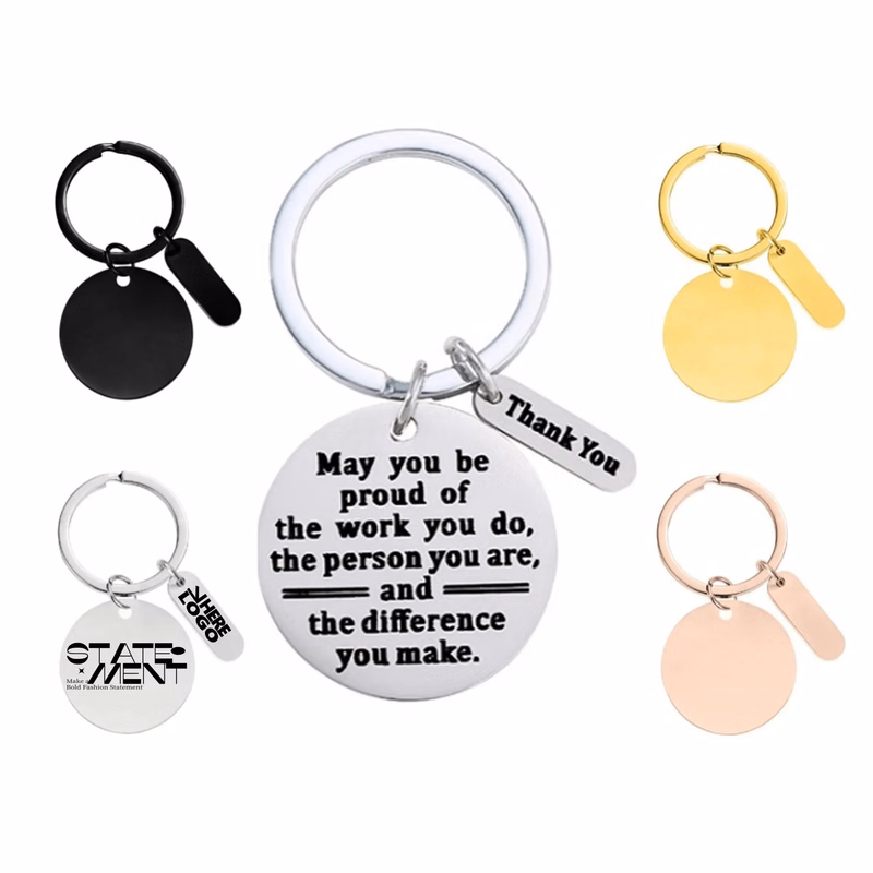 Custom Round Metal Keychain With Logo For Gifts
