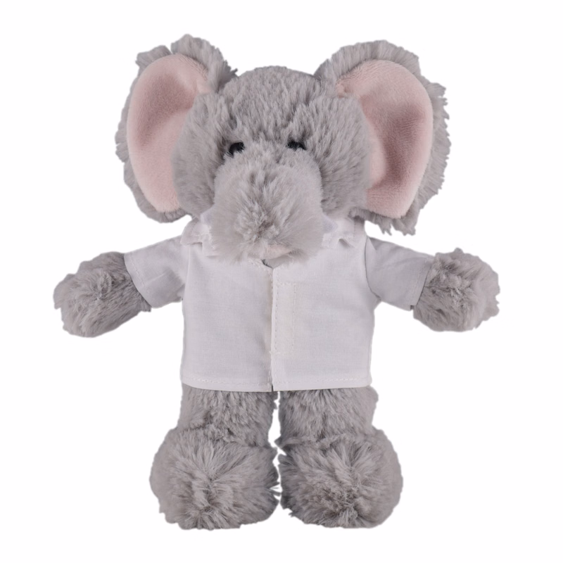 Soft Plush Stuffed Elephant in doctor's jacket.