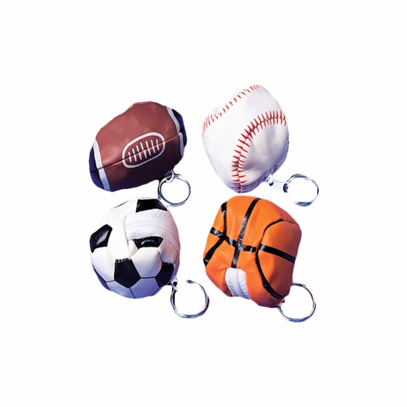 Sports Ball Pouch Keychains - Assorted