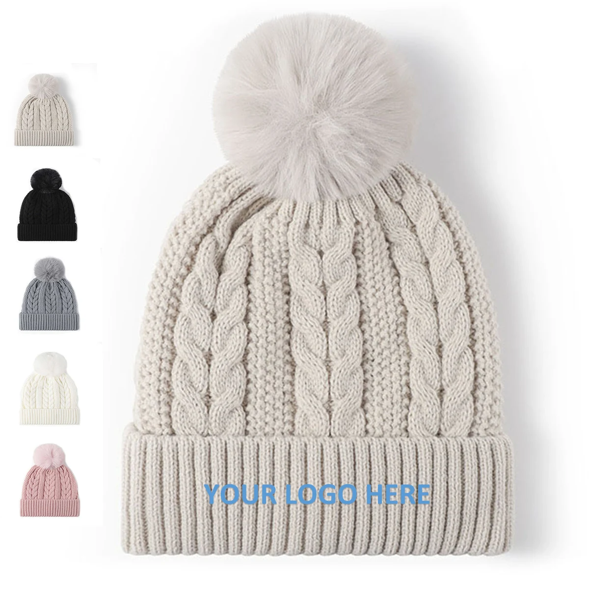 Chunky Pom Beanie Hat 1