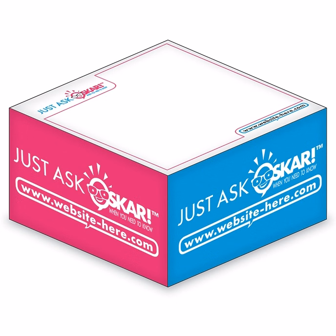 Sticky Note Cubes - 3.375x3.375x1.6875-2 Colors, 1 Side Design