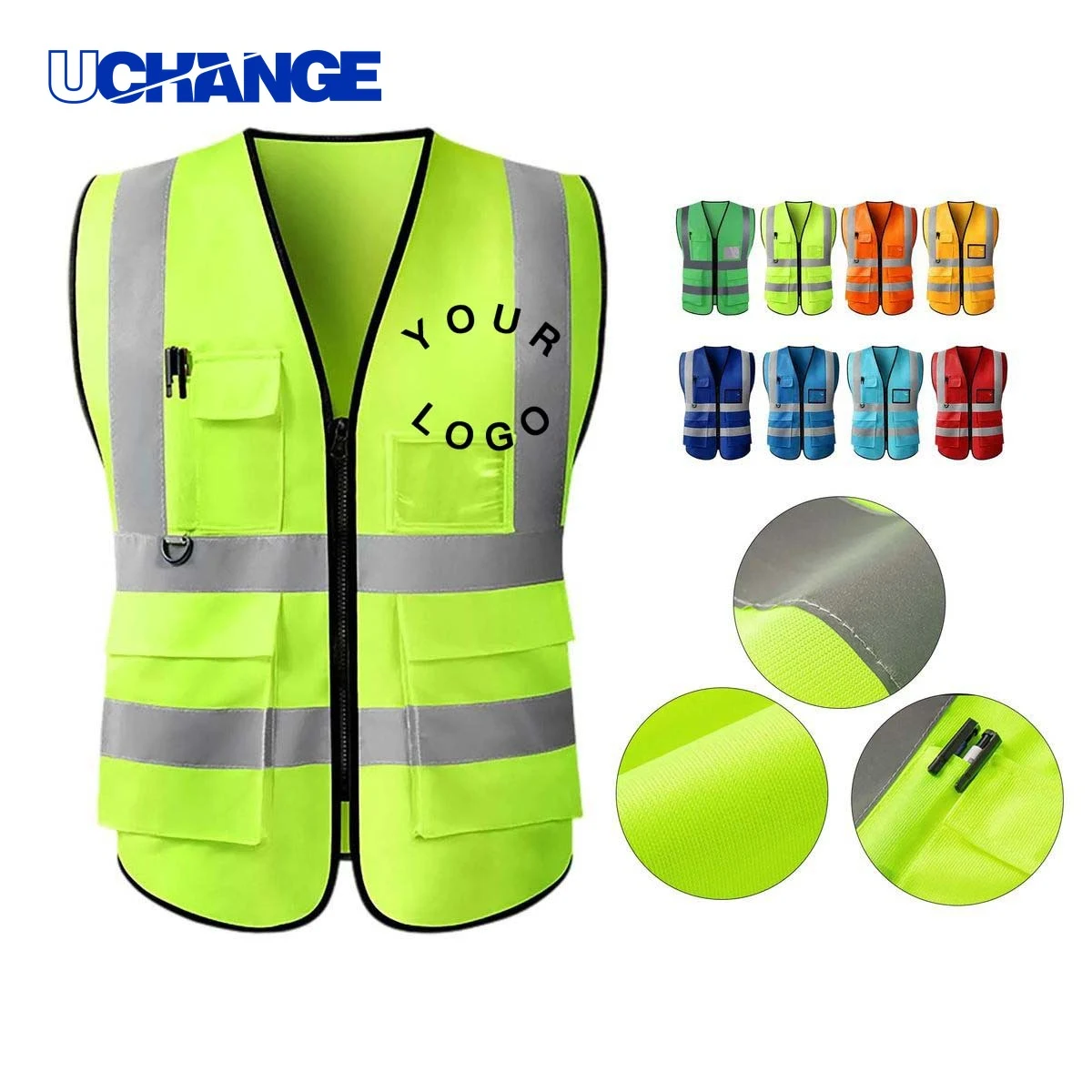 High Visibility Work Vest with Reflective Strips for Job Sites 1