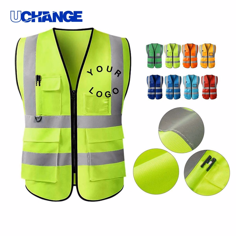 High Visibility Work Vest with Reflective Strips for Job Sites
