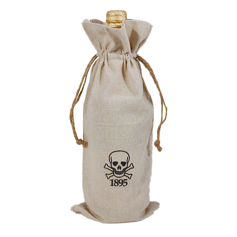 REBEL Rough 100% Natural Cotton Drawstring Wine Bag w hemp drawstring 6x14" (LINEN TEXTURE) 1