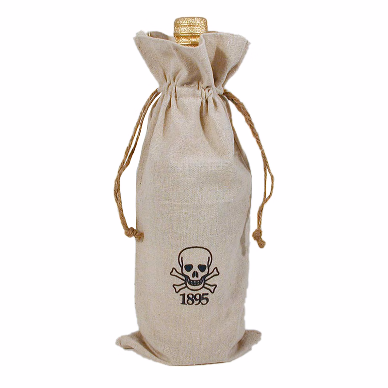 REBEL Rough 100% Natural Cotton Drawstring Wine Bag w hemp drawstring 6x14" (LINEN TEXTURE)