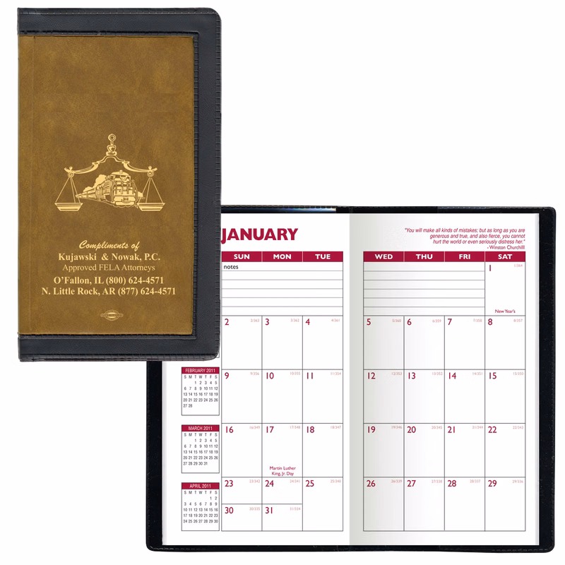 2 Tone Vinyl Cover Monthly Planner w/ 2 Color Insert