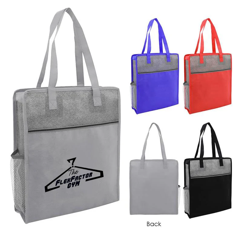 Color Basics Heathered Non-Woven Tote Bag 1