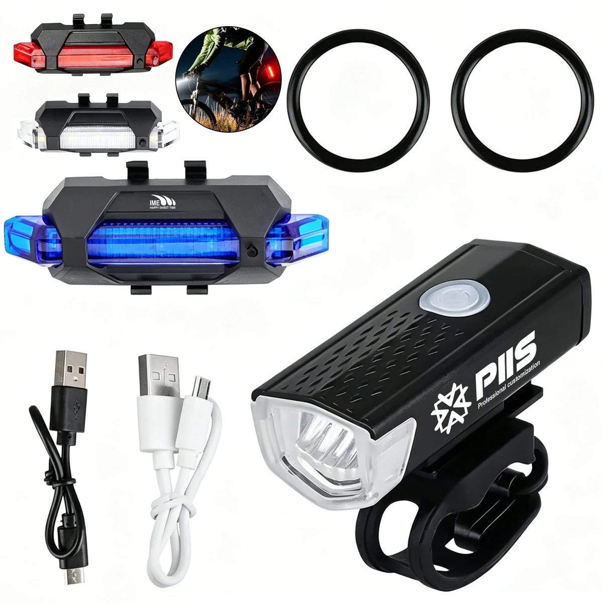 USB Rechargeable Bike Light Set 1
