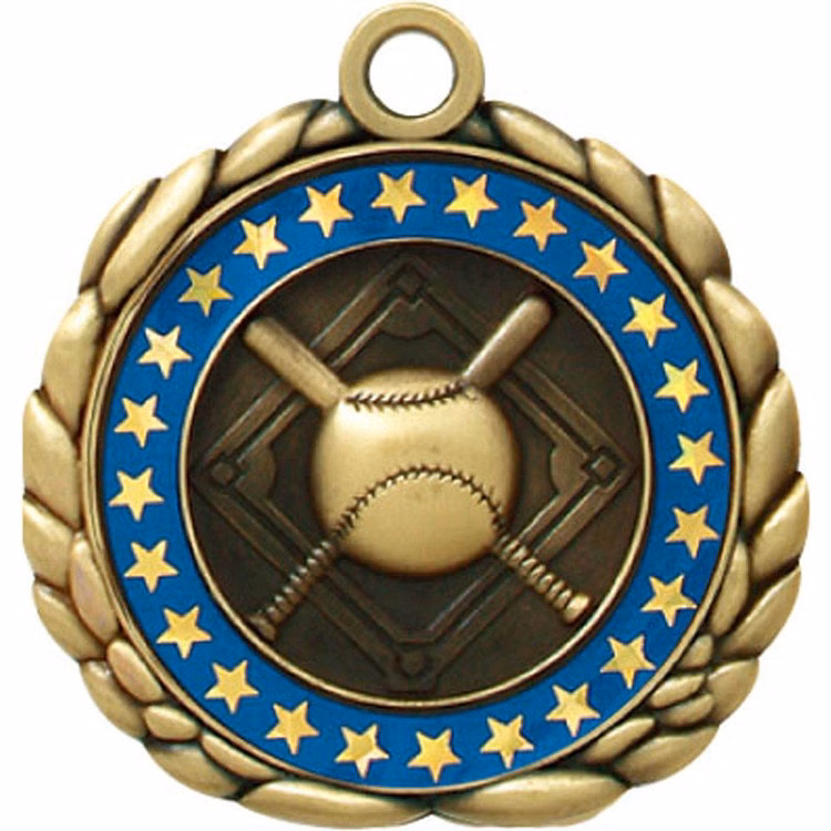 Baseball Antique Gold QCM Medallion (2-1/2")