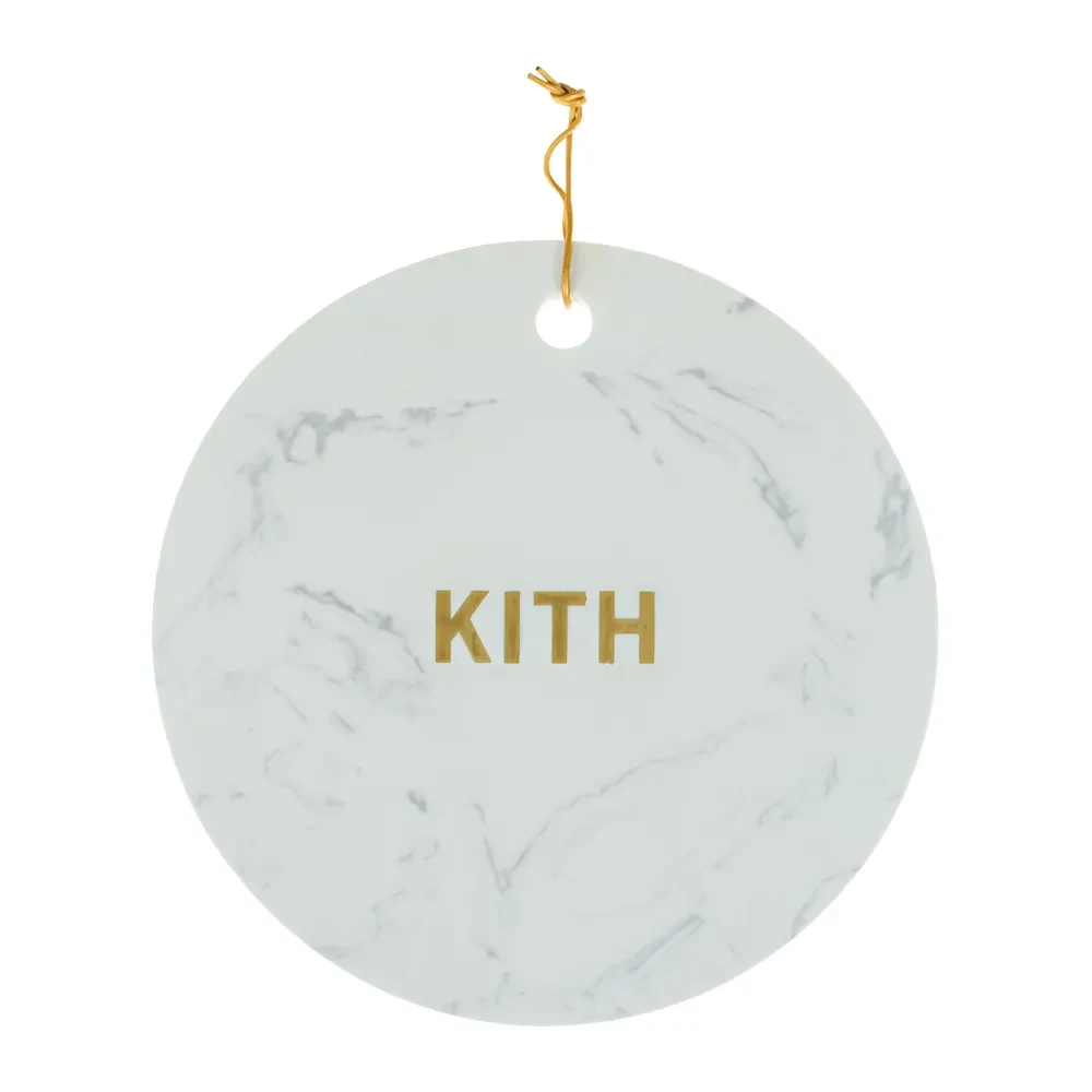 Round Marble Tray with Brass Inset Logo 1