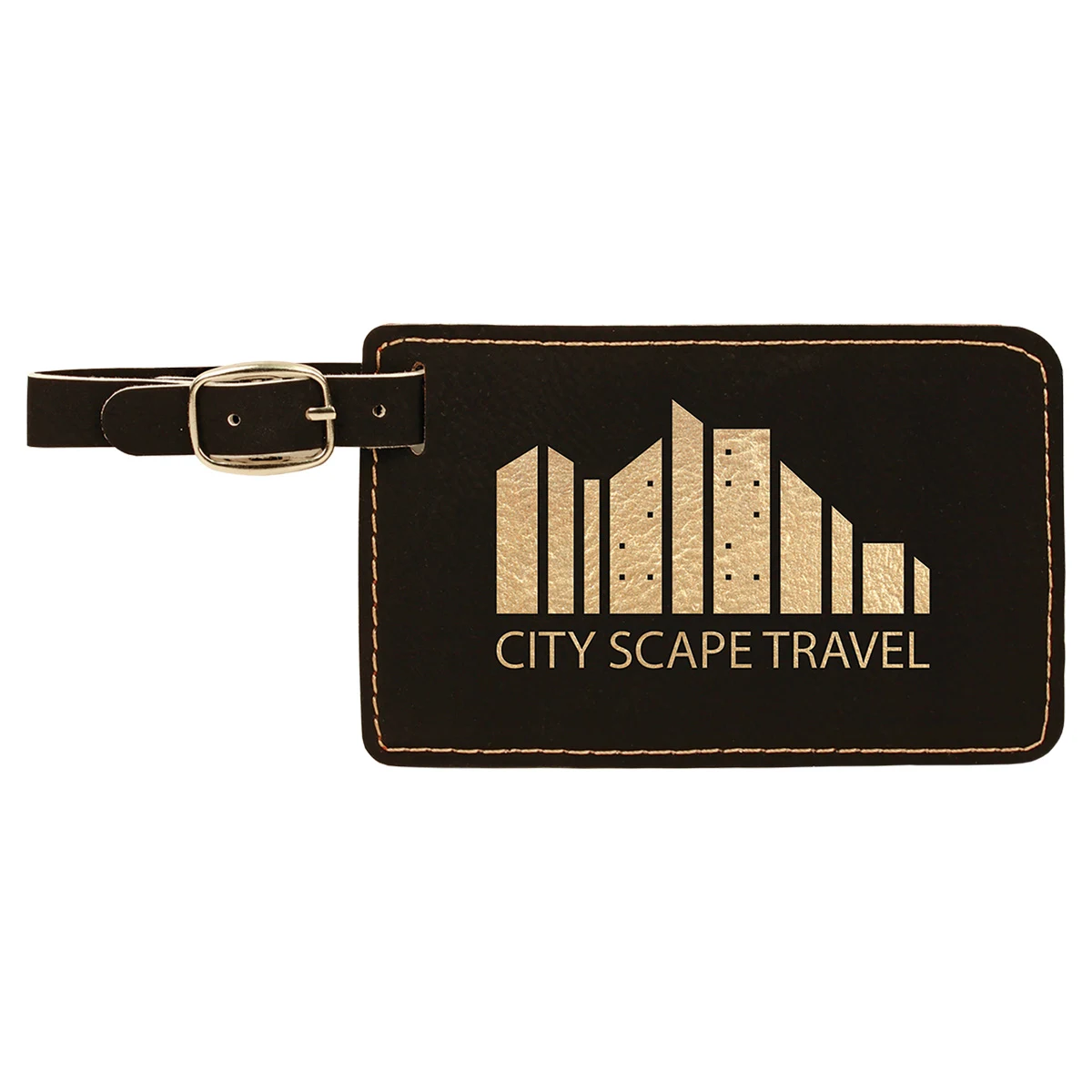 Black/Gold Leatherette Luggage Tag 1
