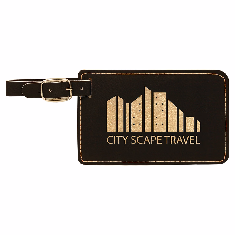 Black/Gold Leatherette Luggage Tag