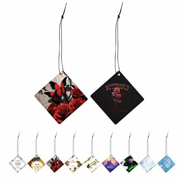 Custom 2.7 Inch Square Car Air Freshener Full Color — Double-Sided Auto Accessory