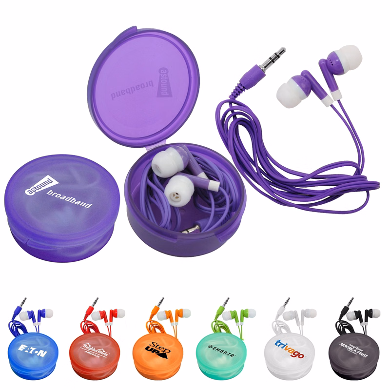 Matching Ear Buds & Round Case