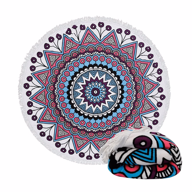 Full Color Round Microfiber Beach Towel  MOQ 20pcs