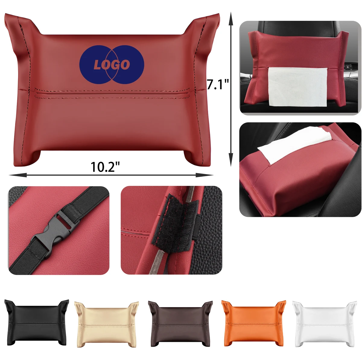 MOQ 50 PCS Luxurious Leather Car Tissue Box 1
