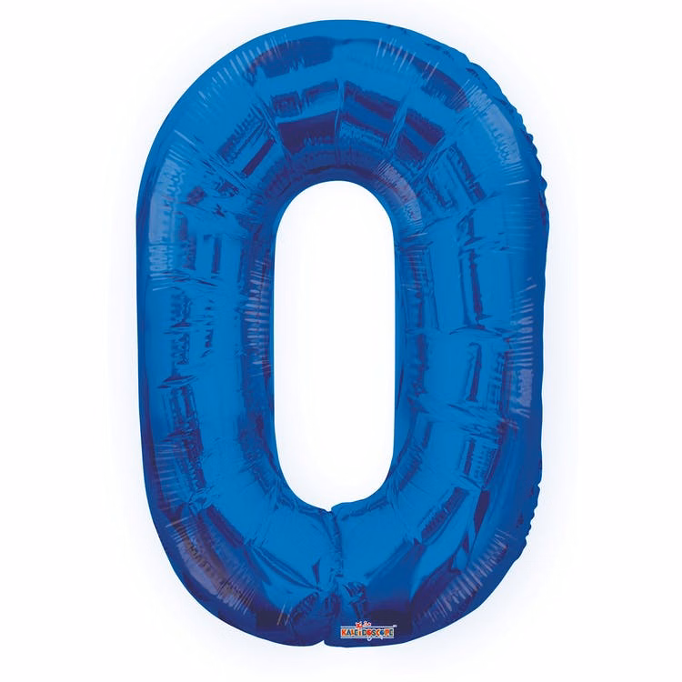 Mylar Number 0 Balloons - Blue 34"