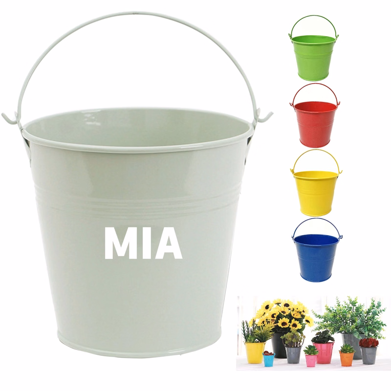 64Oz. Small Metal Buckets With Handle