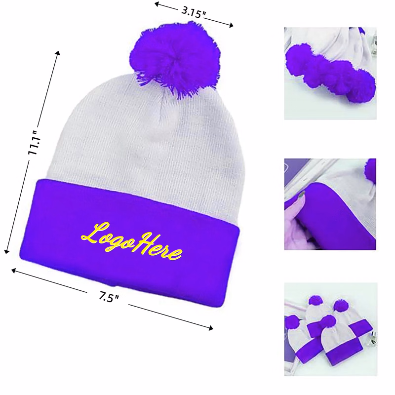 Knit Pom Beanie With Cuff MOQ100