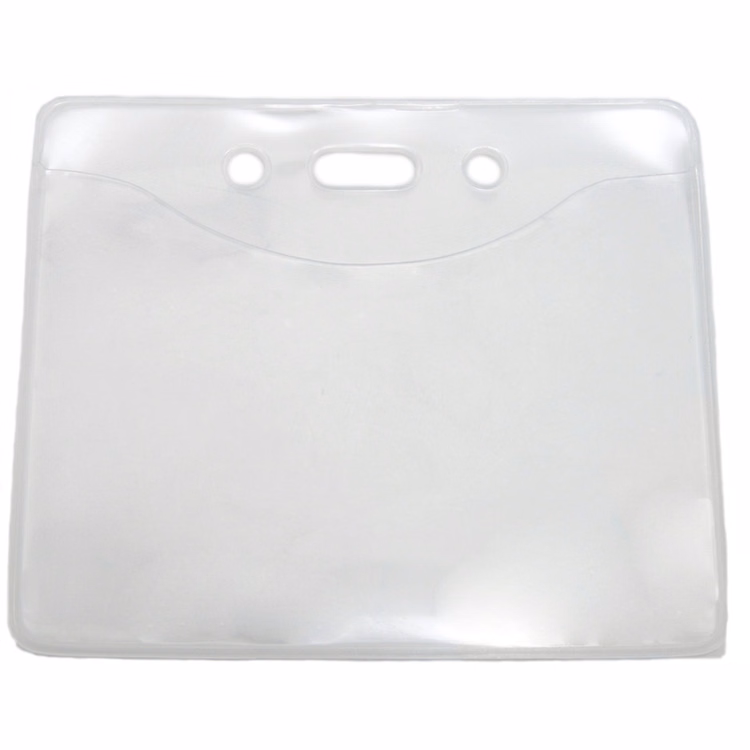 3.66" W x 3.03" H - Horizontal PureClear Vinyl Badge Holder (Blank)